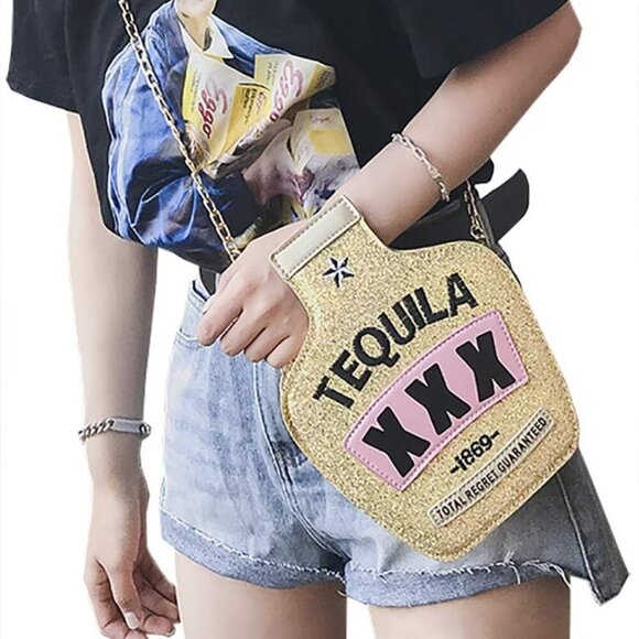 Bottle/Motorcycle Jacket/Perfume/Gamepad Shoulder Bag for Women PU Leather Zippe - Picture 2 of 5